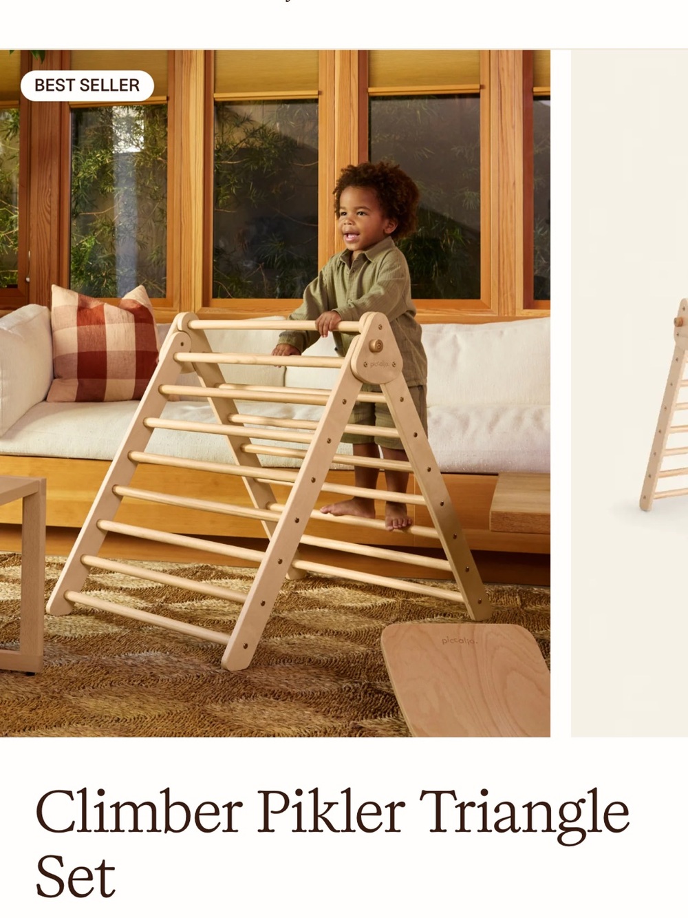 Natural Wood Pikler Climber Triangle - Beige Kids Climbing Frame